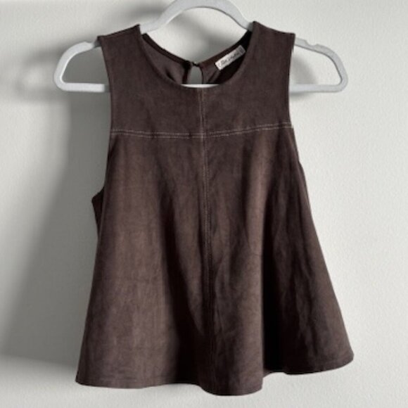 Chloe & Katie brown sleeveless faux suede top size small - Picture 1 of 7